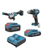 Berbequim percussor 18V 75Nm e rebarbadora 18V 125mm Brushless 2x2 e 4Ah Erbauer