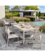 Conjunto extensível de jardim em alumínio Mallia GoodHome de 180-240cm para 6 pessoas