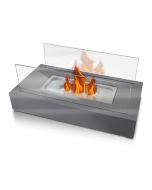 Lareira de mesa a etanol com dois lustres de vidro temperado