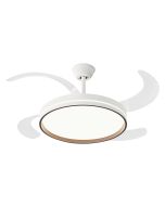 Ventilador de tecto retrátil com luz diâmetro 122cm cor branca e madeira