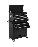 Tectake carrinho,metal,comgavetas,fechaduradupla,rodas,69x33x110, preto