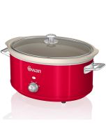Retro slow cooker 6,5l, panela de cerâmica. Swan sf17031rneu vermelho 320 w