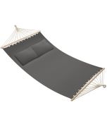 Rede doble, carga 240 kg com 2 almofadas, 230 x 145 cm, cinzento escuro