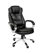 Tectake cadeira de escritório almofadada, altura ajustável 47-55 cm, preta