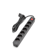 Aigostar régua 6 tomadas, extensão 3m com interruptor, preto