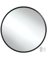 Espelho de parede redondo com resistente marco de alumínio ø60 cm, preto