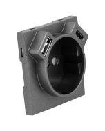 Tapa p/base schuko+usb tipo a y usb tipo c gr