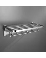 Kibath toalheiro dobrável horizontal de 55cm cromado em aço inoxidável.