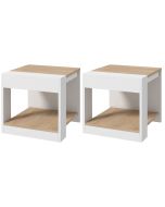 Conjunto de 2 mesas de cabeceira em aglomerado branco 40x40x45 cm