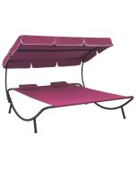 Espreguiçadeira com toldo e almofadas rosa