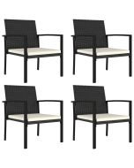 Cadeiras de jantar para jardim 4 pcs vime pe preto