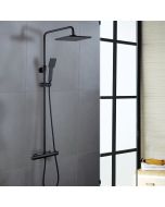 Kibath coluna de duche termostática quadrada 83-120 cm em latão preto mate