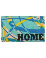 Capacho de coco estampado em azul e amarelo 45x75