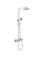 Kibath coluna de chuveiro termostática redonda 75-125 cm cromado brilhante