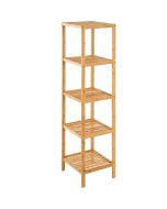 Prateleira de bambu com 5 níveis e antiderrapante 33x33x141 cm castanho