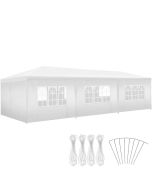 Pabellón 9x3m com 8 paneles laterales, resistente al agua e uv, branco