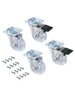 Emuca lote de 4 rodas slip transparentes com placas de montagem, diâmetro