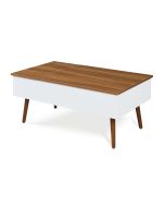 Mesa de centro flesen com espaço de arrumação branco / nogueira [en.casa]