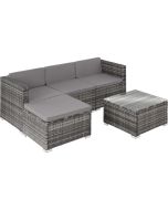Tectake conjunto móveis 5 peças rattan sintético aço reforçado cinzento