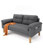 Sofá escandinavo de 2 lugares – tecido cinza – 145x77x77 cm