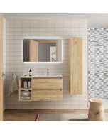 Móvel bequia 100cm armário lateral esquerdo carvalho + lavatório