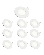 Pack x10 LED downlight 3w cool branco 6000k redondo recessed branco