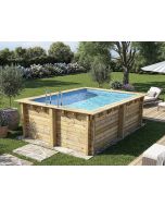 Piscina de madeira retangular "zanzibar" - 3,50 x 2,30 x 1,24 m - cobertura