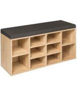 Sapateiro com banco, 10 pares, 103,5 x 48 x 30 cm, cinzento/carvalho claro