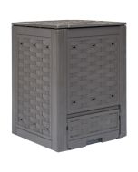 Compostor de jardim 60x60x83 cm 300 l plástico vime castanho