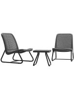 Conjunto de muebles jardín para 2 pessoas e design ergonómico, cinzento