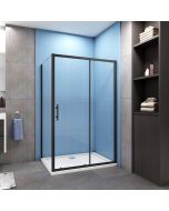 Porta de duche correr frontal+painel lateral,preto mate,1200x700x1850mm
