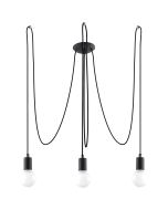 Candelabro edison 3 preto tecido/aço 300x150x300cm