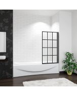 Aica tela dobrável para banheira,vidro 6mm,preto fosco,(78-80)x140cm