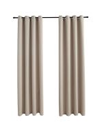 Cortinas blackout com argolas em metal 2 pcs 140x225 cm bege