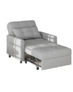 Poltrona-cama de 1 lugar - linho cinzento - 70x190 cm