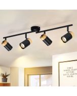 Nettlife plafon 4 pontos de madeira gu10 preto ajustável 330°  quarto