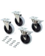 Emuca lote de 4 rodas slip 2 com placa de montagem, diâmetro 100mm, aço e