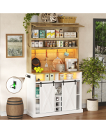 Armário alto de cozinha com luz LED natural e branco 191x110x40cm