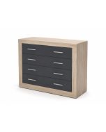 Cômoda kiara com 4 gavetas, carvalho e grafito 98x82cm