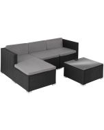 Tectake conjunto 5 peças rattan sintético, aço revestido pó, tampo vidro