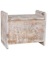 Baú de madeira branco e castanho artesanal 60x36x50h cm