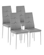 4 cadeiras de sala de jantar estofadas, encosto alto cinzento