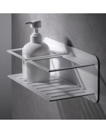 Portasapone em aço inox e latão branco fosco para montagem frontal
