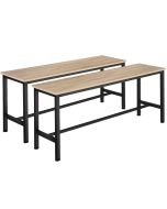 Set de 2 bancos de estilo industrial 108x325x50 cm madeira clara