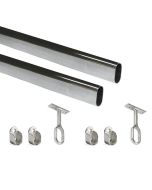 Emuca lote de 2 calhas de armário ovais 30x15mm comprimento 1,15m com