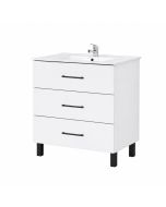 Conjunto móvel de casa de banho e lavatório Levi cor branco e preto 80x45cm Jumar