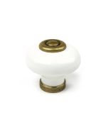 MAÇANETA DOURADO ENVELHECIDO E PORCELANA BRANCA 824