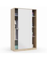 Roupeiro portas à correr cor carvalho e branco 200x120 cm