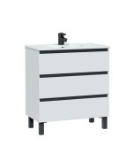 Conjunto móvel de casa de banho e lavatório Cora cor branco e preto 80cm