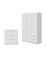 Lote de armario 135x200x52cm + comoda 77x80x38cm brancos